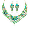 Flower Alloy Rhinestone Pendant Necklaces & Stud Dangle Earrings Sets WGBD82F-02-2