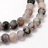 Frosted Natural Dragon Veins Agate Beads Strands G-F376-8mm-3