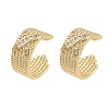C-Shaped with Letter X Brass Micro Pave Clear Cubic Zirconia Cuff Earrings EJEW-L316-01G-11-4