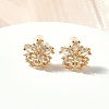 Snowflake Brass Micro Pave Cubic Zirconia Stud Earrings EJEW-Z152-02G-03-2