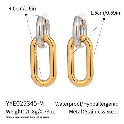 304 Stainless Steel Two Tone Oval Hoop Earrings AW2454-2-1
