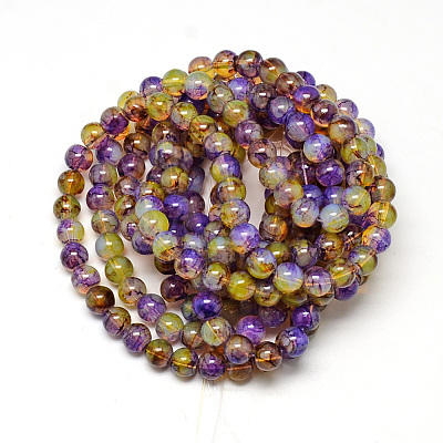 Baking Painted Glass Beads Strands DGLA-Q023-6mm-DB50-1