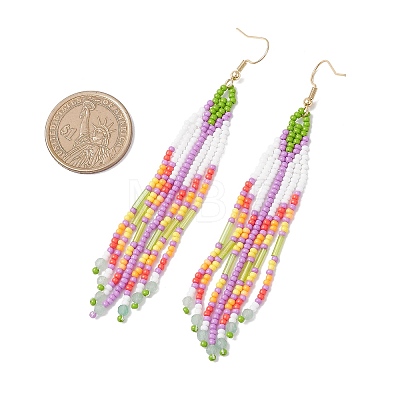 Handmade Glass Seed Beads Arrow Dangle Earrings EJEW-MZ00539-01-1