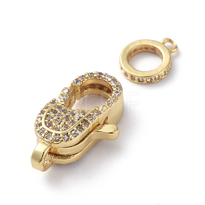 Brass Micro Pave Cubic Zirconia Lobster Claw Clasps ZIRC-G160-24G-1