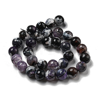 Faceted Natural Fire Crackle Agate Beads Strands G-F447-12mm-N17-1