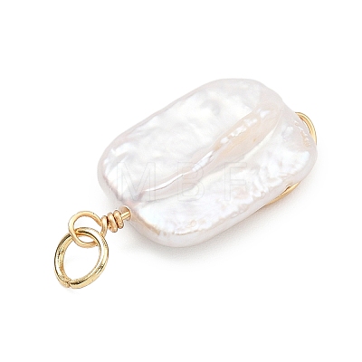 Spiral Copper Wire Wrapped Natural Nucleated Baroque Keshi Pearl Pendants PALLOY-JF05276-01-1