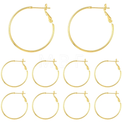 10Pcs Brass Hoop Earrings KK-YW0003-68G-1