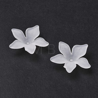 Frosted Translucent Acrylic White Flower Beads for Jewelry Making X-FACR-5335-13-1