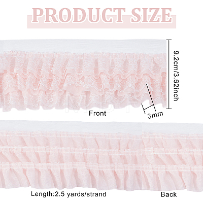 Polyester Pleated Lace Trim OCOR-WH0080-77A-1