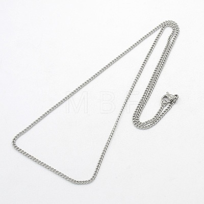Classic Plain 304 Stainless Steel Mens Womens Curb Link Chain Necklaces STAS-O037-114P-1