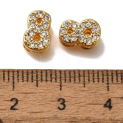 Rack Plating Number Brass Micro Pave Clear Cubic Zirconia Silde Charms KK-A231-13I-1