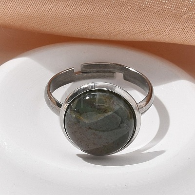 Half Round Natural Indian Agate Finger Rings RJEW-M062-01P-22-1