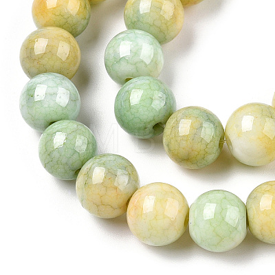 Opaque Crackle Glass Round Beads Strands GLAA-T031-10mm-01S-1