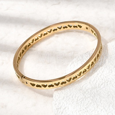 Hollow 304 Stainless Steel Hinged Bangles for Women BJEW-H644-06G-1