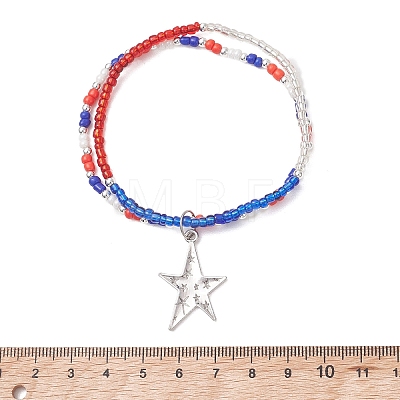 Double Layer Alloy Star Charm Bracelets BJEW-MZ00337-1