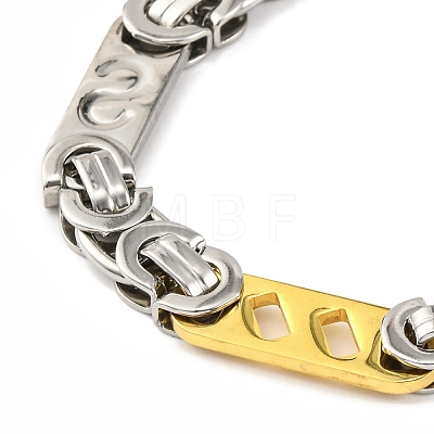 201 Stainless Steel Rectangle with S Links Chain Necklace NJEW-F22-39F-GP-1