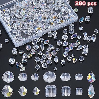 280Pcs 14 Styles Glass Beads Strands EGLA-SZ0001-39-1