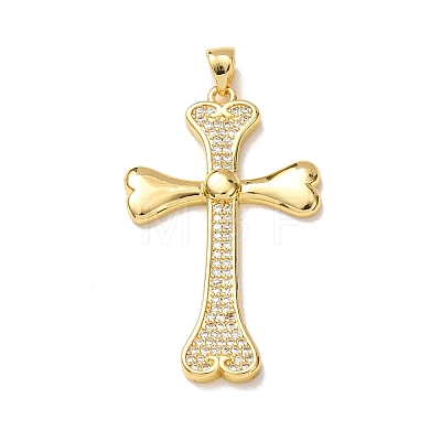 Brass Micro Pave Clear Cubic Zirconia Pendants KK-P352-02A-G-1
