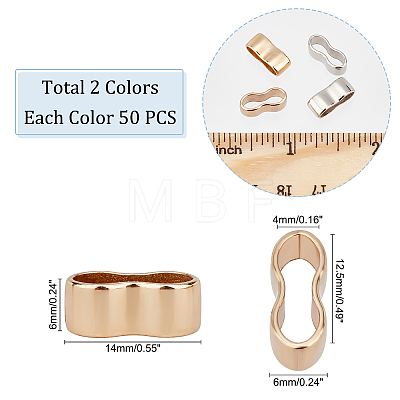   100Pcs 2 Colors 8-Shaped Zinc Alloy Slide Charms FIND-PH0006-12-1
