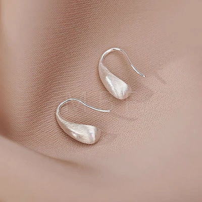 999 Fine Silver Teardeop Dangle Earrings EJEW-P296-29S-1