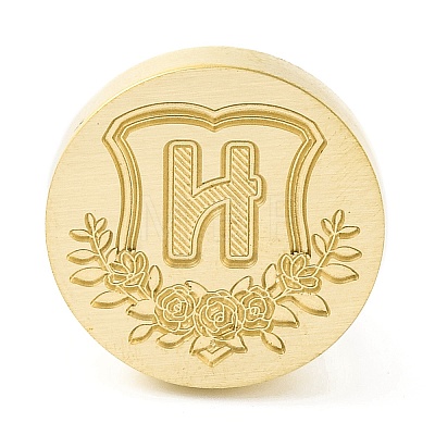 Golden Tone Round Wax Seal Brass Stamp Heads AJEW-Z034-02G-H-1