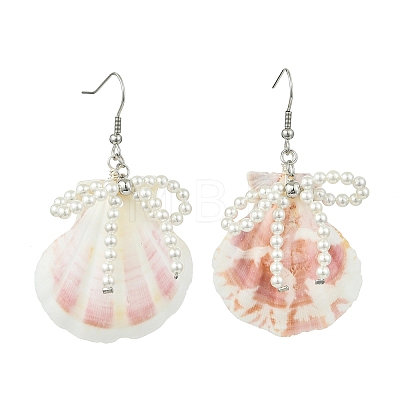 Natural Scallop Shell Dangle Earrings EJEW-TA00813-1