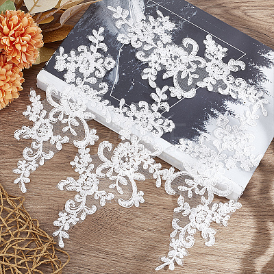 Flower Polyester Embroidery Appliques PATC-WH0008-16B-1