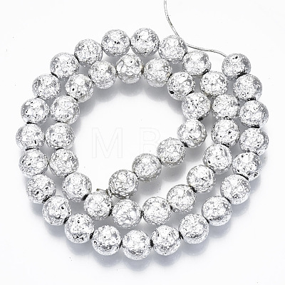 Electroplated Natural Lava Rock Beads Strands G-S352-30C-06-1