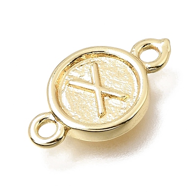 Brass Disc with Initial Links Connector Charms KK-E802-36G-X-1