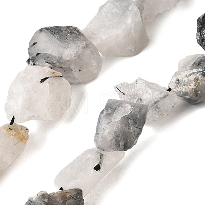 Natural Tourmalinated Quartz Beads Strands G-S386-C15-1