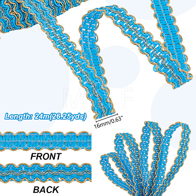 Polyester Filigree Wavy Lace Ribbon SENE-WH0003-32A-1