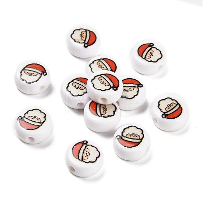 Christmas Theme Printed Opauqe Acrylic Beads OACR-R004-01K-1