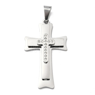 304 Stainless Steel & Rhinestone Pendants STAS-H256-03P-1