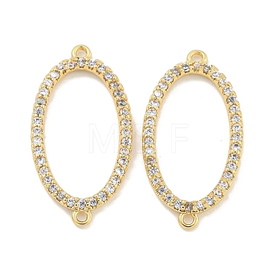 Brass Micro Pave Clear Cubic Zirconia Connector Charms KK-S386-11G-1