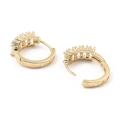 Brass with Cubic Zirconia Hoop Earrings EJEW-D078-29KCG-1