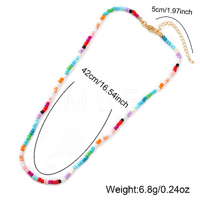 Summer Colorful Round Glass Seed Beaded Necklaces for Women and Girls ZR3315-1