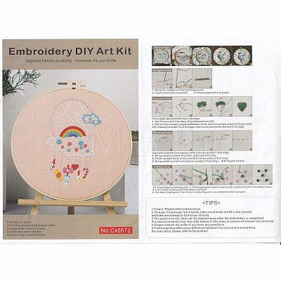 DIY Woven Net/Web with Feather Pattern Embroidery Kit DIY-O021-19A-1
