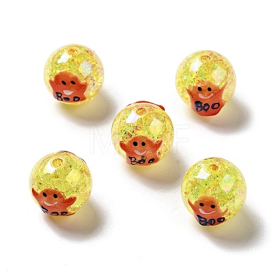AB Color Transparent Crackle Acrylic Round Beads OACR-A013-03C-1