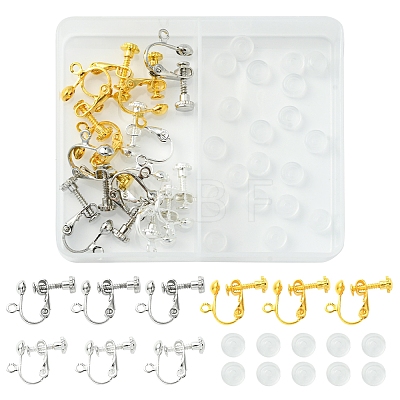 12Pcs 3 ColorS Brass Screw On Clip-on Earring Findings KK-FS0001-32-1