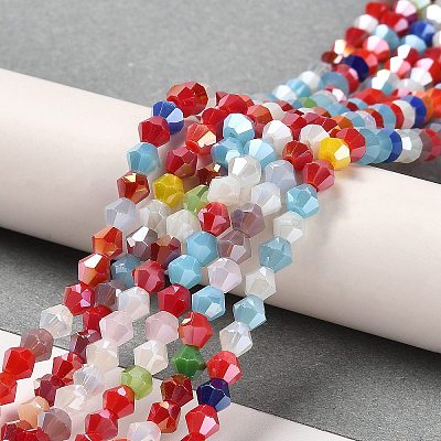 Opaque Solid Color Electroplate Glass Beads Strands GLAA-F029-P4mm-A16-1