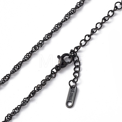 304 Stainless Steel Singapore Chain Necklace for Men Women NJEW-K245-013C-1