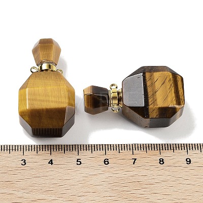 Natural Tiger Eye Perfume Bottle Pendants G-Q163-10G-07-1