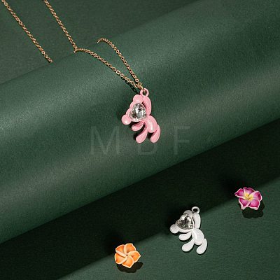 36Pcs 9 Style Pink Series Spray Painted Alloy & Alloy Rhinestone Pendants FIND-LS0001-56-1