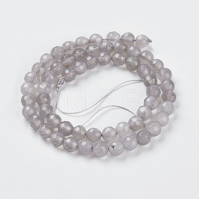 Natural Grey Agate Beads Strands X-G-G580-6mm-08-1