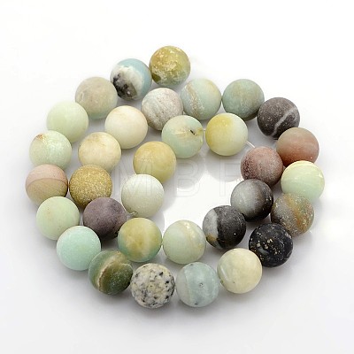 Natural Frosted Flower Amazonite Round Beads X-G-D616-6mm-1
