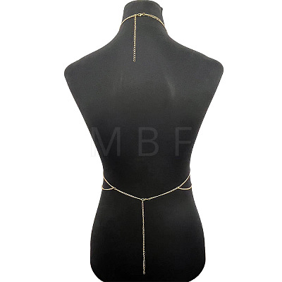 Alloy & Iron Tassel Sexy Body Chains with Blue Acrylic Teardrop Beads for Women WG92352-01-1