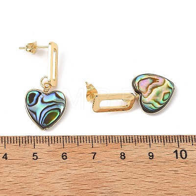 Heart Abalone Shell/Paua Shell Beads Dangle Stud Earrings EJEW-JE07317-1
