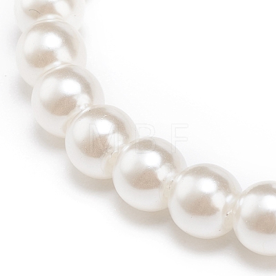 ABS Plastic Imitation Pearl Beaded Stretch Bracelet with Alloy Enamel Charms for Kids BJEW-JB08524-1
