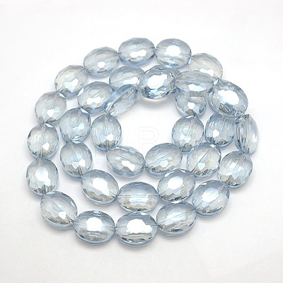 Faceted Electroplate Crystal Glass Oval Beads Strands X-EGLA-F059B-13-1