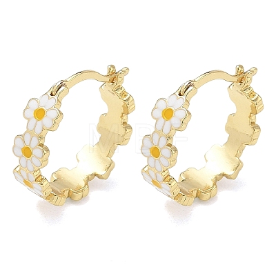 Brass Enamel Hoop Earrings for Women EJEW-A167-27B-01-1